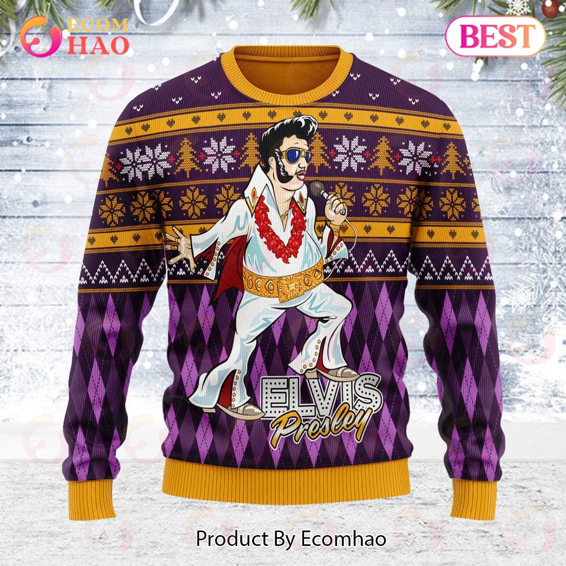 Gearhomie Elvis Fatley Meme Christmas Ugly Sweater