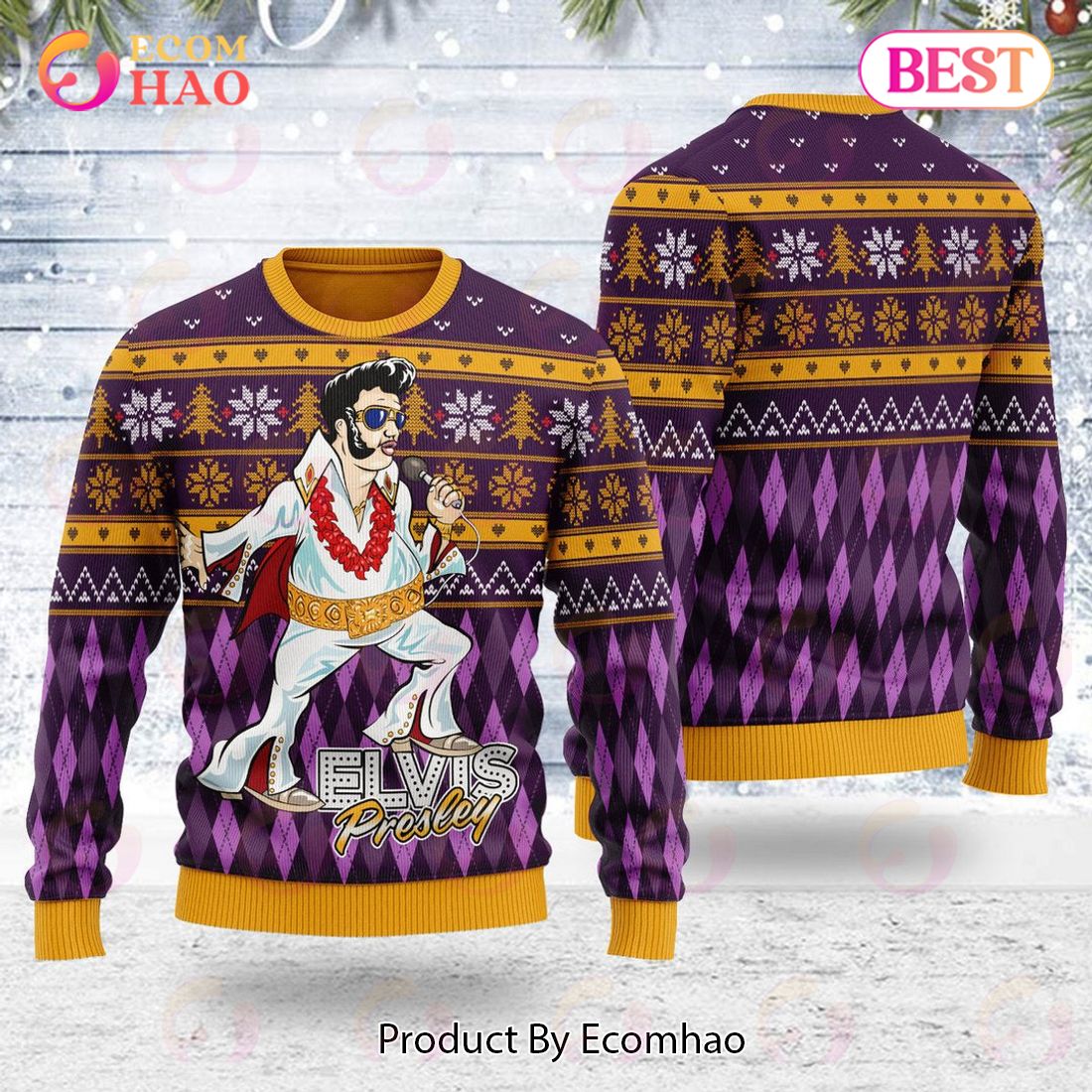 Gearhomie Elvis Fatley Meme Christmas Ugly Sweater