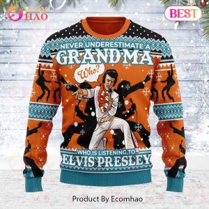 Gearhomie Who is Listening to Elvis Presley Christmas Ugly Sweater