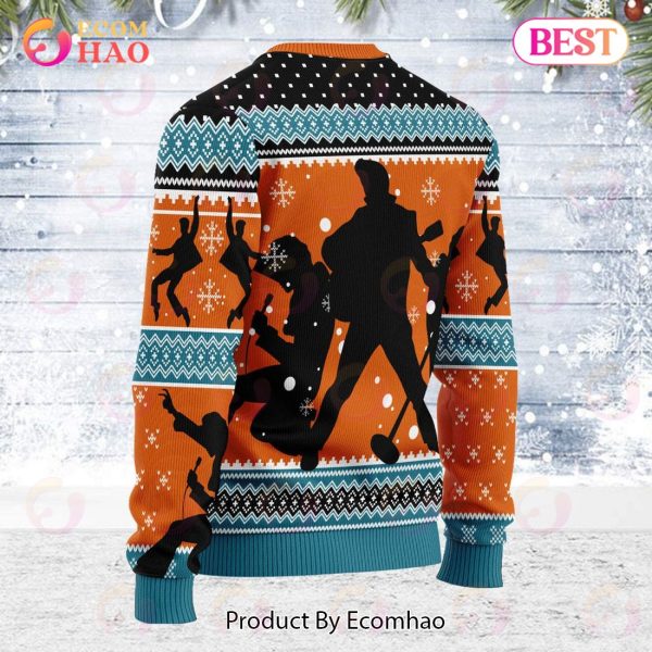 Gearhomie Who is Listening to Elvis Presley Christmas Ugly Sweater