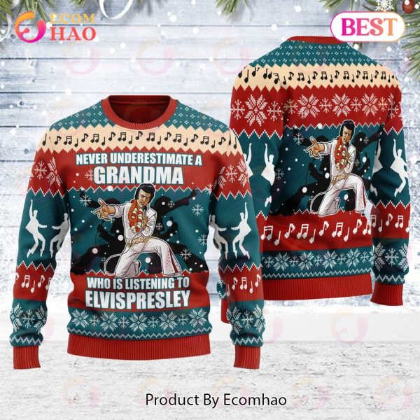 Gearhomie Who is Listening to Elvis Presley Christmas Ugly Sweatshirt