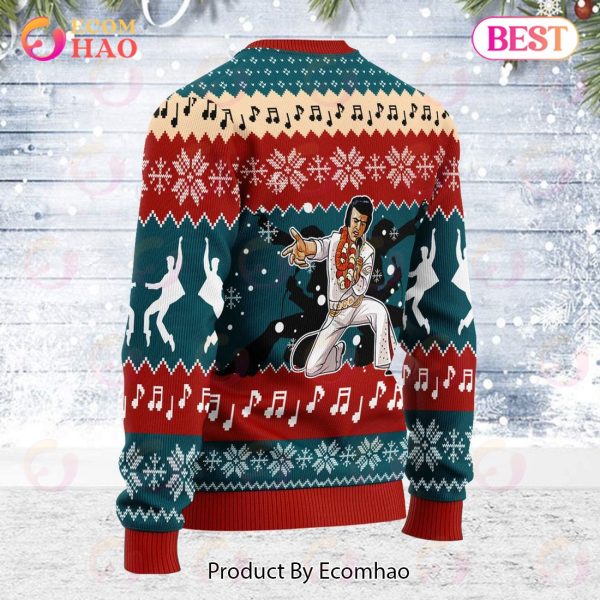 Gearhomie Who is Listening to Elvis Presley Christmas Ugly Sweatshirt