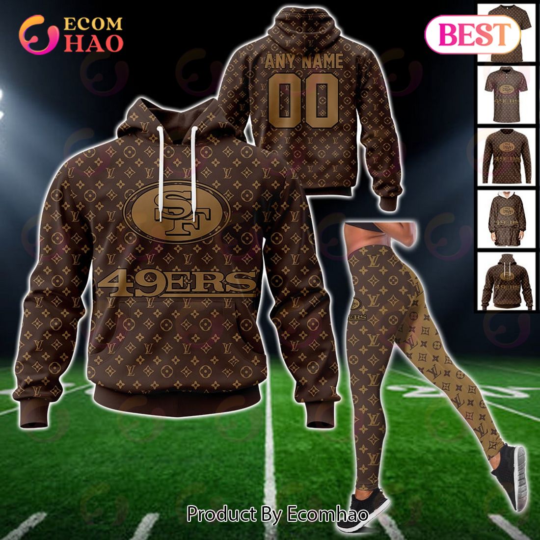 Lulu Grace Designs San Francisco 49ers Inspired Glitter Top: NFL Football Fan Gear & Apparel M / Unisex Hoodie