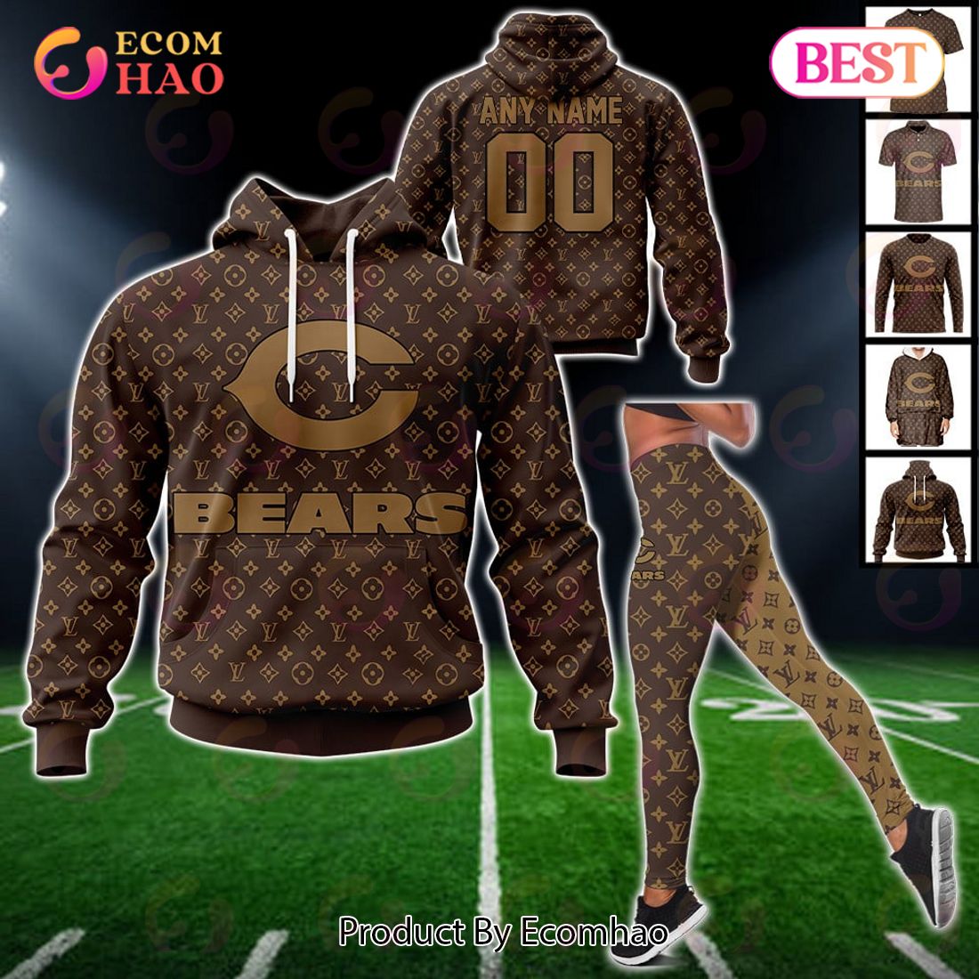 NFL Bears Specialized Design In LV Style 3D Hoodie Luxury Items