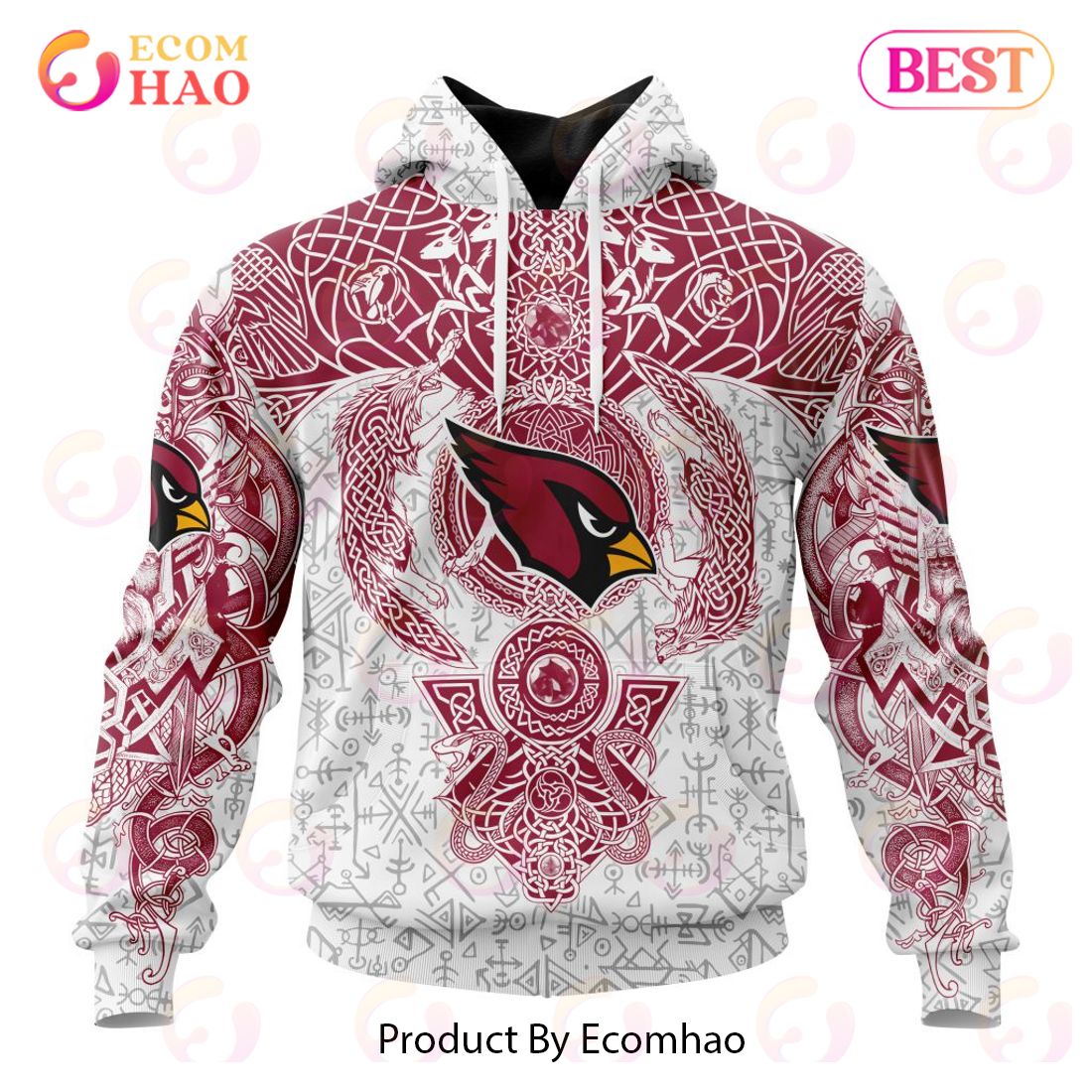 NFL Arizona Cardinals Norse Viking Symbols 3D Hoodie