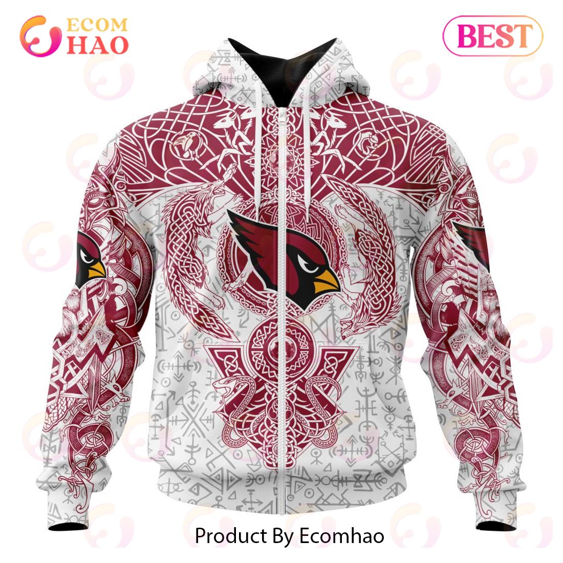 NFL Arizona Cardinals Norse Viking Symbols 3D Hoodie