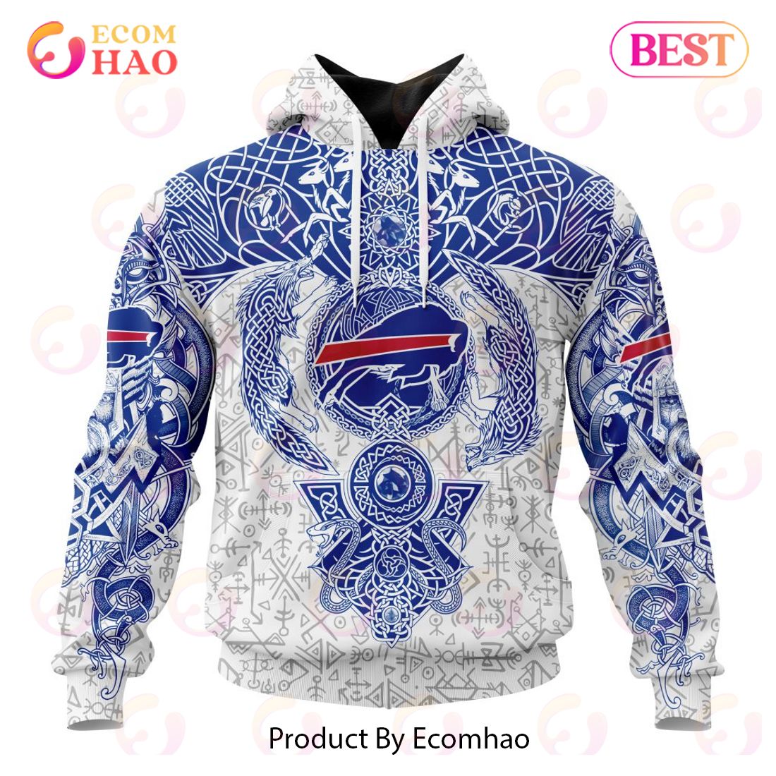 NFL Buffalo Bills Norse Viking Symbols 3D Hoodie