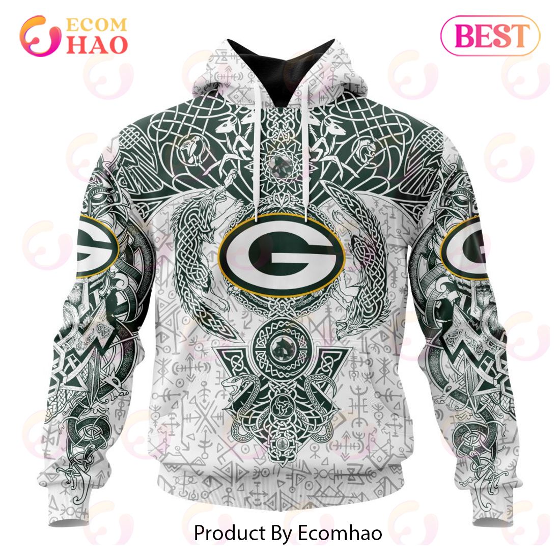 NFL Green Bay Packers Norse Viking Symbols 3D Hoodie