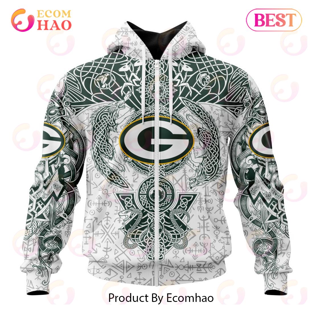 NFL Green Bay Packers Norse Viking Symbols 3D Hoodie