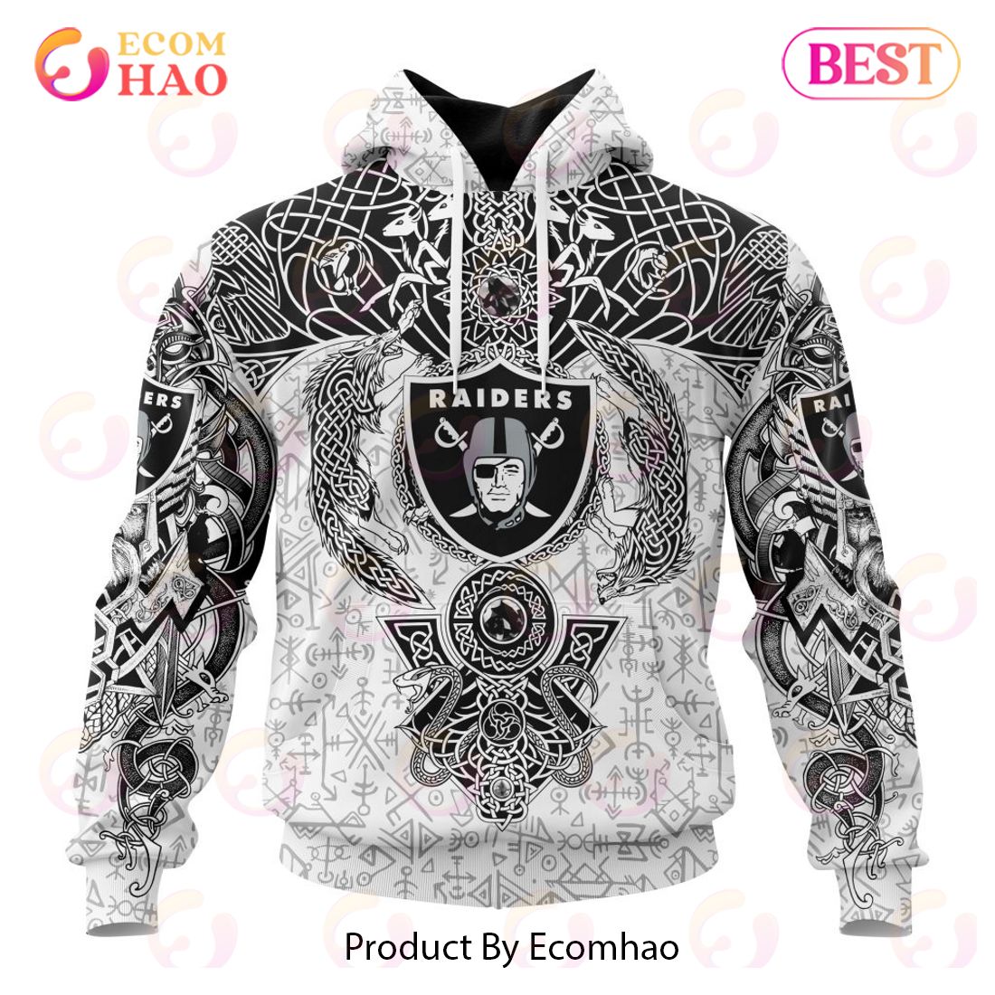 NFL Las Vegas Raiders Logo Flame Pattern 3D Hoodie Pullover Print Custom  Name - Freedomdesign