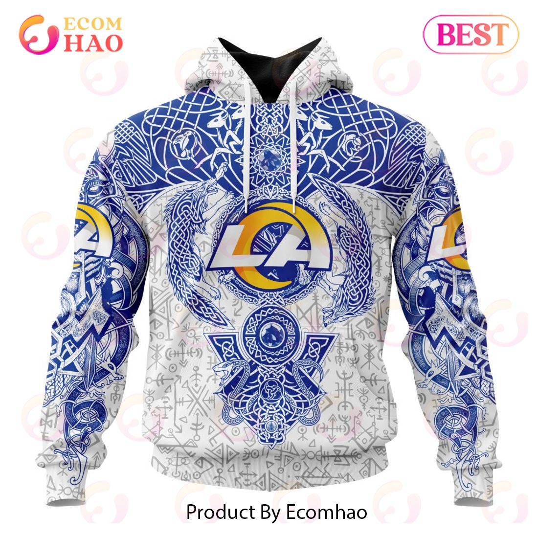 NFL Los Angeles Rams Norse Viking Symbols 3D Hoodie