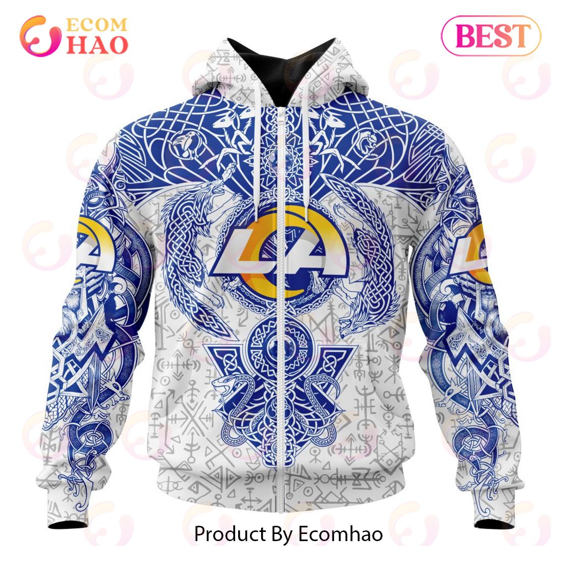 NFL Los Angeles Rams Norse Viking Symbols 3D Hoodie