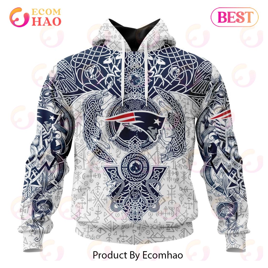 NFL New England Patriots Norse Viking Symbols 3D Hoodie