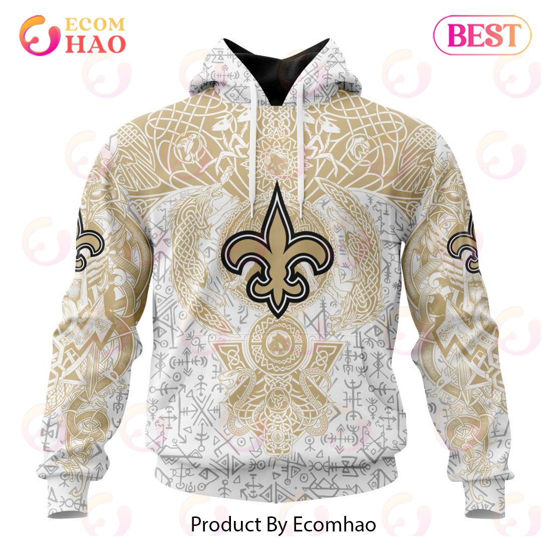 NFL New Orleans Saints Norse Viking Symbols 3D Hoodie