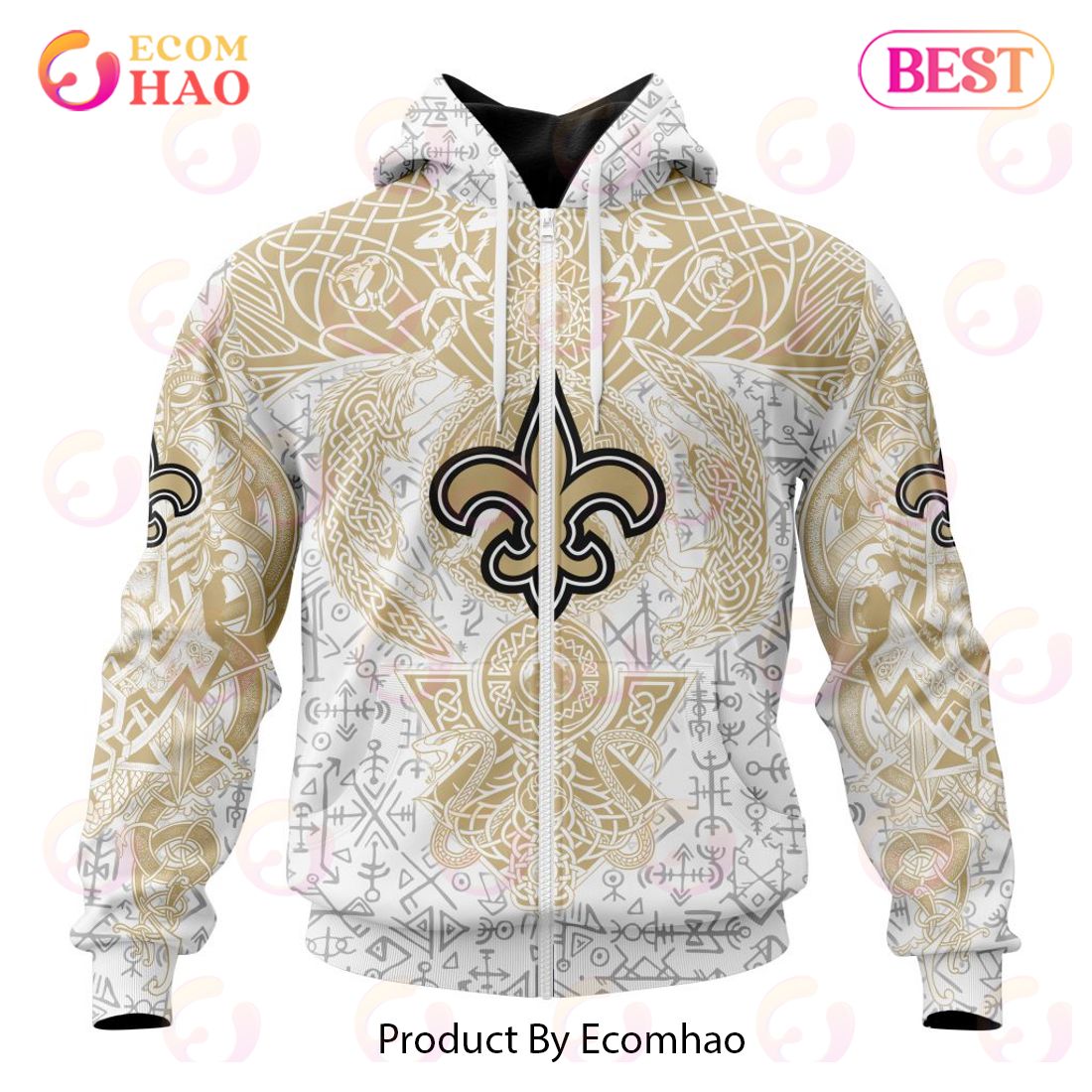 NFL New Orleans Saints Norse Viking Symbols 3D Hoodie