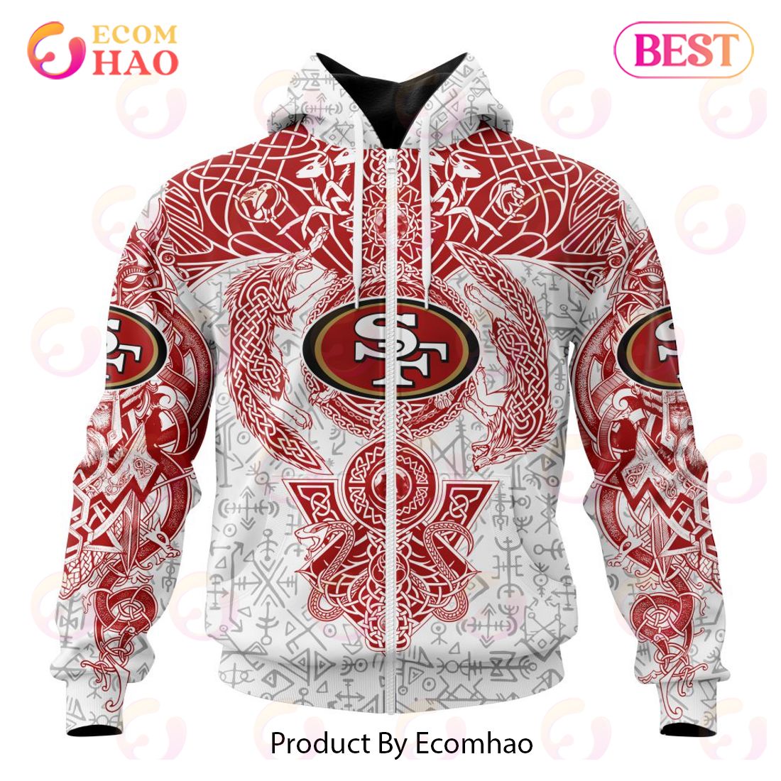 NFL San Francisco 49ers Norse Viking Symbols 3D Hoodie