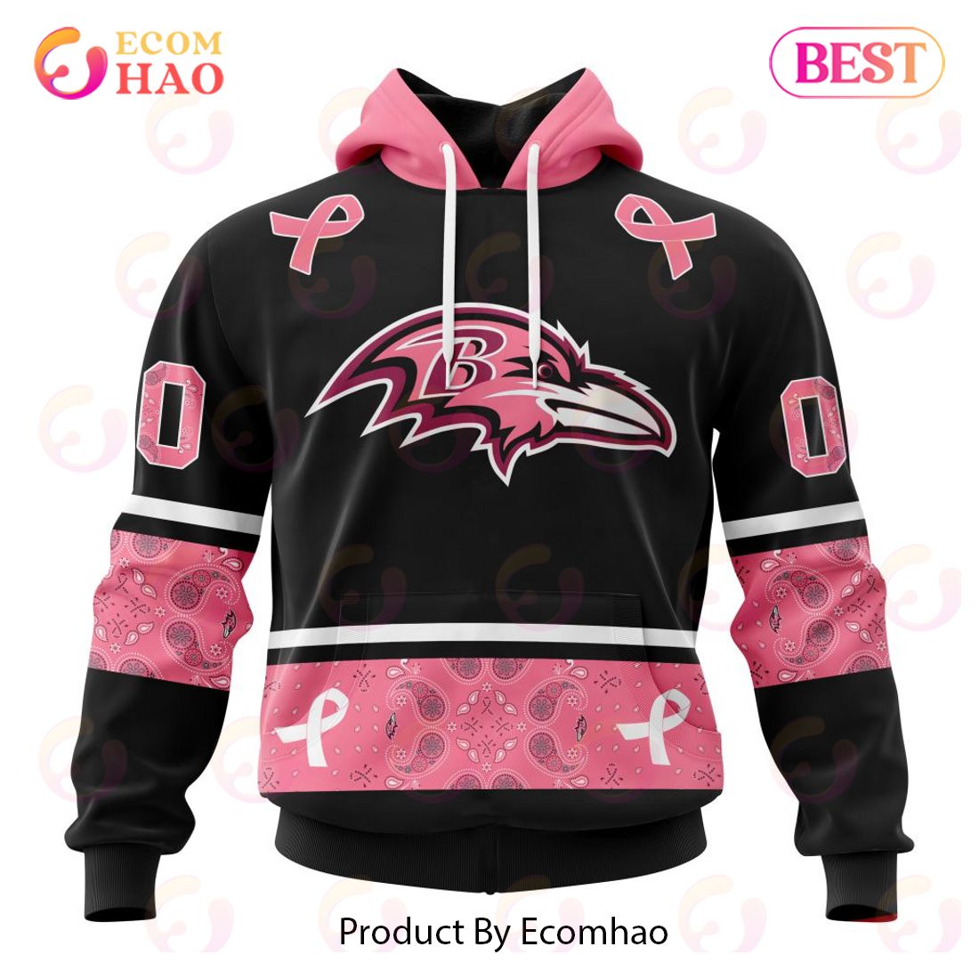 NFL Baltimore Ravens Specialized Design In Classic Style With Paisley! IN OCTOBER WE WEAR PINK BREAST CANCER Hoodie