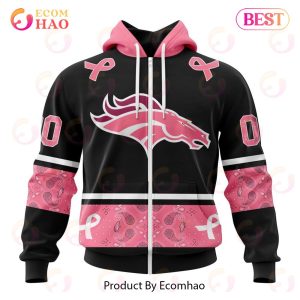 NFL Denver Broncos Specialized Design In Classic Style With Paisley! IN OCTOBER WE WEAR PINK BREAST CANCER Hoodie