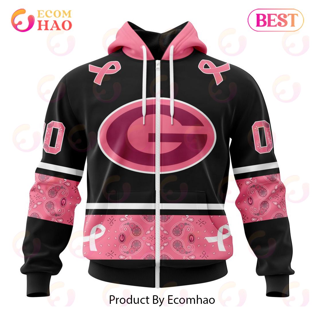 NFL Green Bay Packers Specialized Design In Classic Style With Paisley! IN OCTOBER WE WEAR PINK BREAST CANCER Hoodie