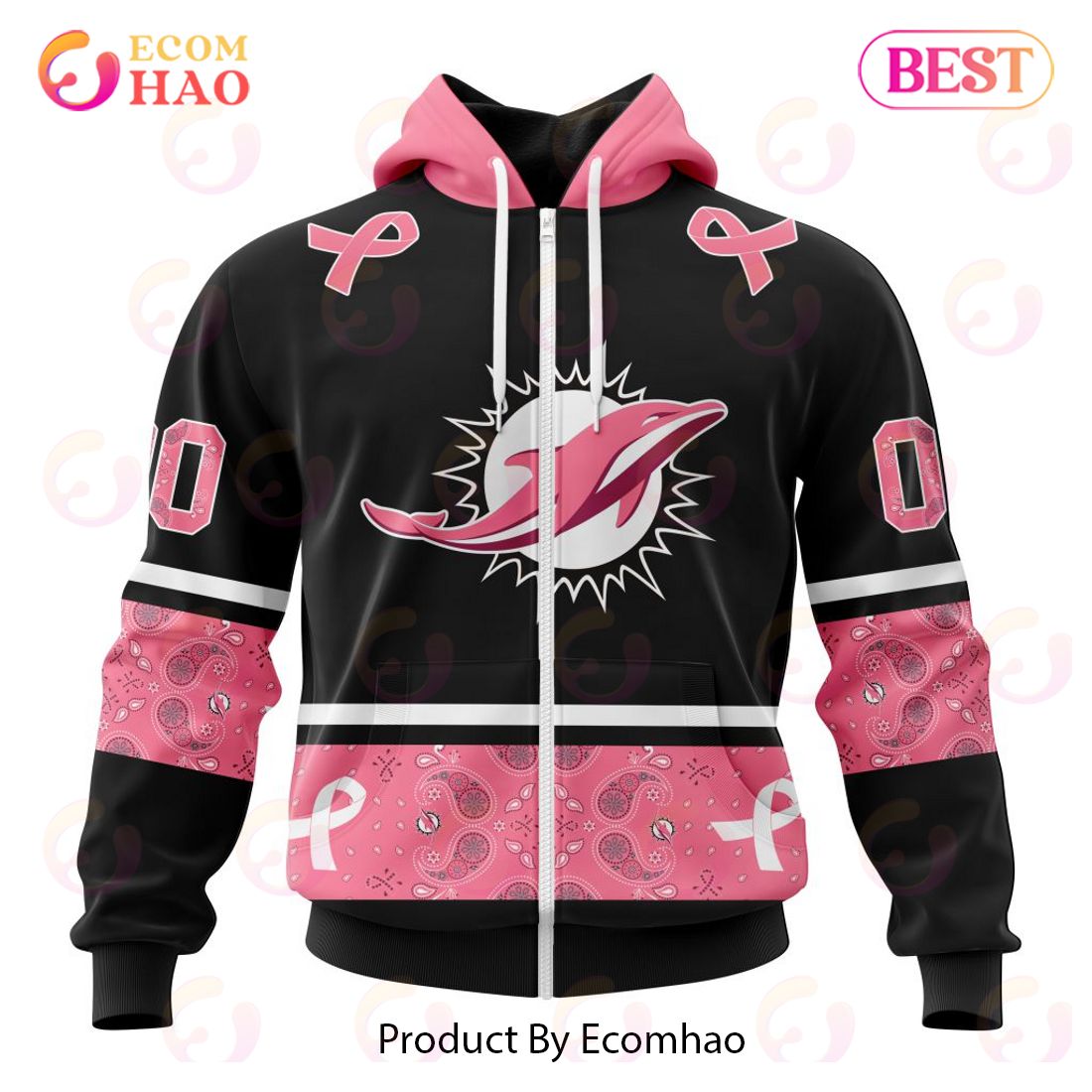 NFL Miami Dolphins Specialized Design In Classic Style With Paisley! IN OCTOBER WE WEAR PINK BREAST CANCER Hoodie