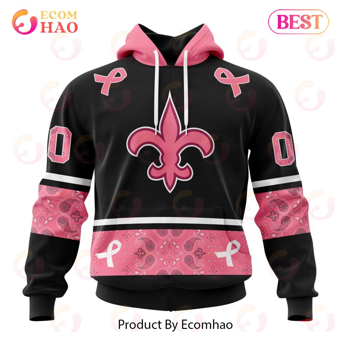 NFL New Orleans Saints Specialized Design In Classic Style With Paisley! IN OCTOBER WE WEAR PINK BREAST CANCER Hoodie