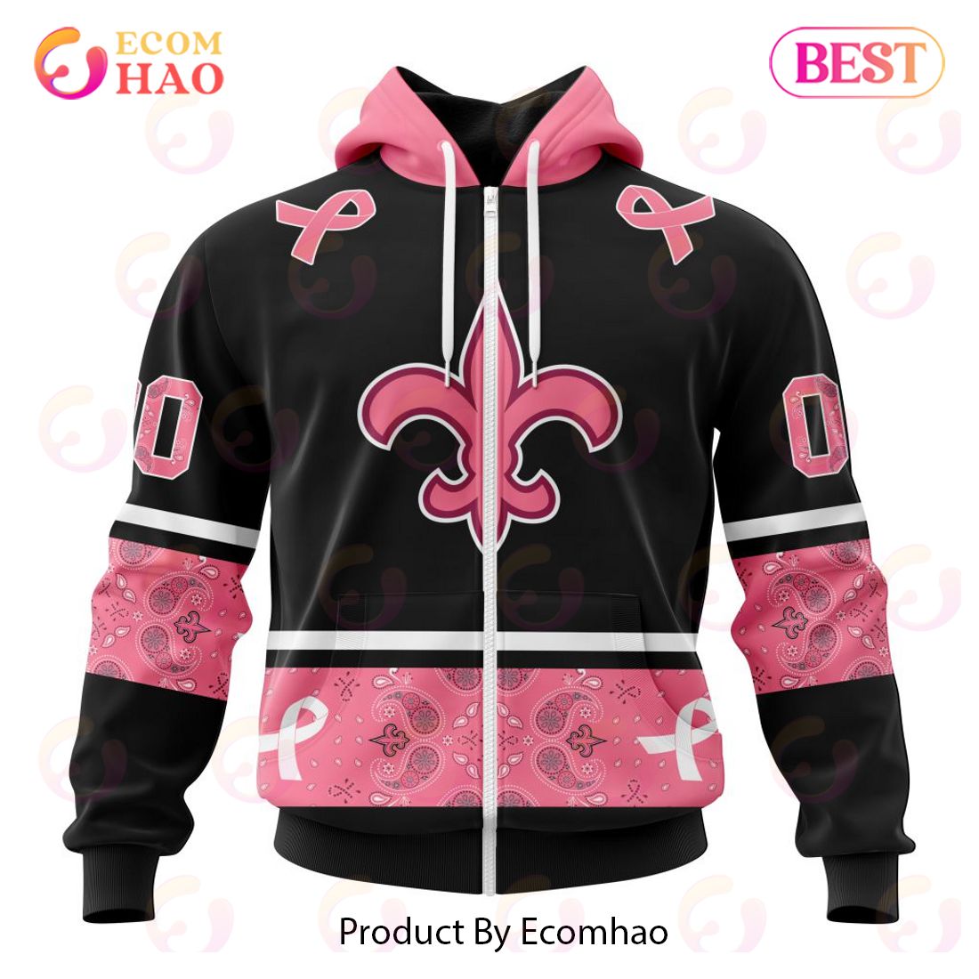 NFL New Orleans Saints Specialized Design In Classic Style With Paisley! IN OCTOBER WE WEAR PINK BREAST CANCER Hoodie