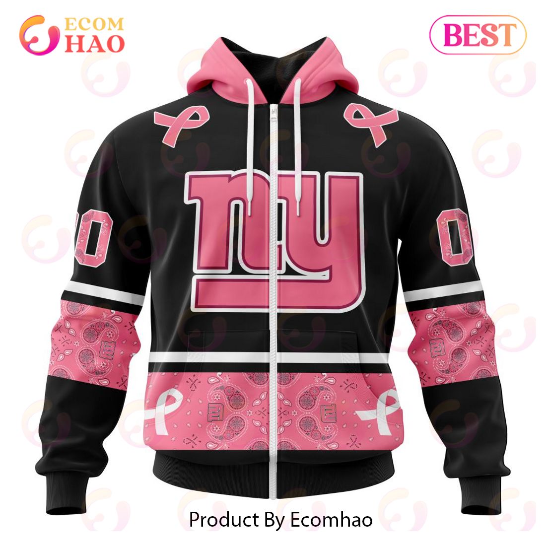 NFL New York Giants Specialized Design In Classic Style With Paisley! IN OCTOBER WE WEAR PINK BREAST CANCER Hoodie