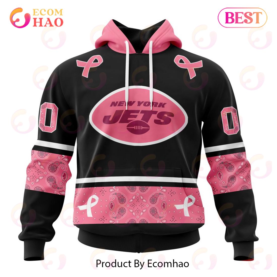 NFL New York Jets Specialized Design In Classic Style With Paisley! IN OCTOBER WE WEAR PINK BREAST CANCER Hoodie