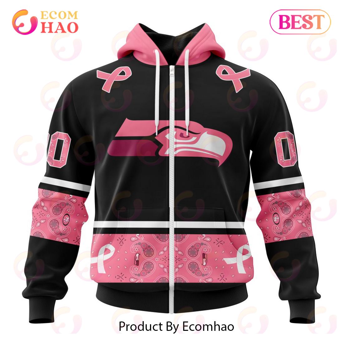 NFL Seattle Seahawks Specialized Design In Classic Style With Paisley! IN OCTOBER WE WEAR PINK BREAST CANCER Hoodie