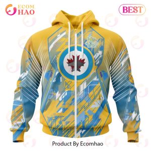 NHL Winnipeg Jets Specialized Design Fearless Against Childhood 3D Hoodie