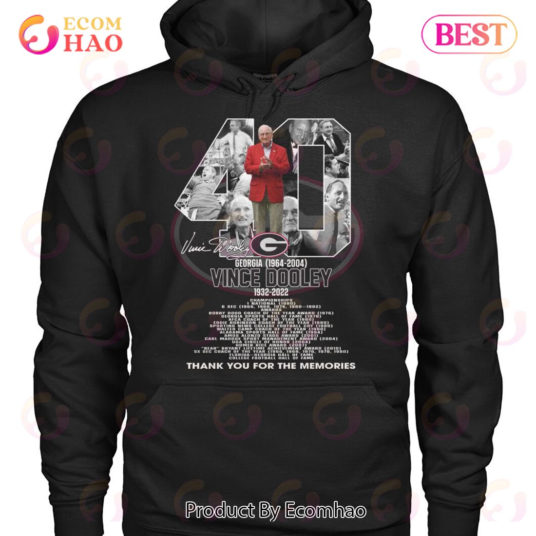 40 Years Georgia 1964 – 2004 Vince Dooley 1932 – 2022 Thank You For The Memories T-Shirt