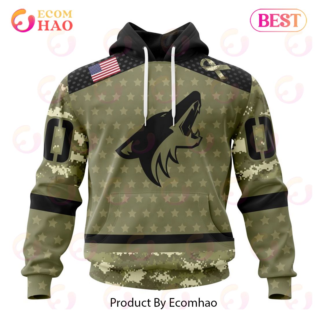 NHL Arizona Coyotes Special Camo Military Appreciation 3D Hoodie