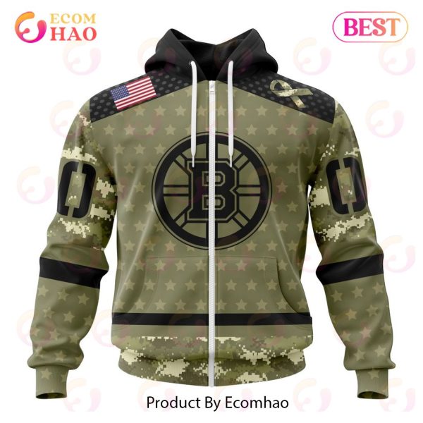 NHL Boston Bruins Special Camo Military Appreciation 3D Hoodie