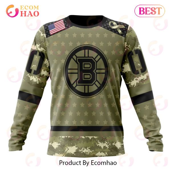 Women's Boston Bruins Fanatics Branded Heathered Gray/Camo Recon Camo  T-Shirt