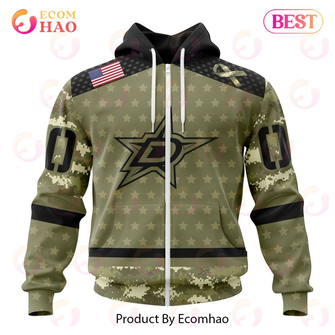 NHL Dallas Stars Special Camo Military Appreciation 3D Hoodie