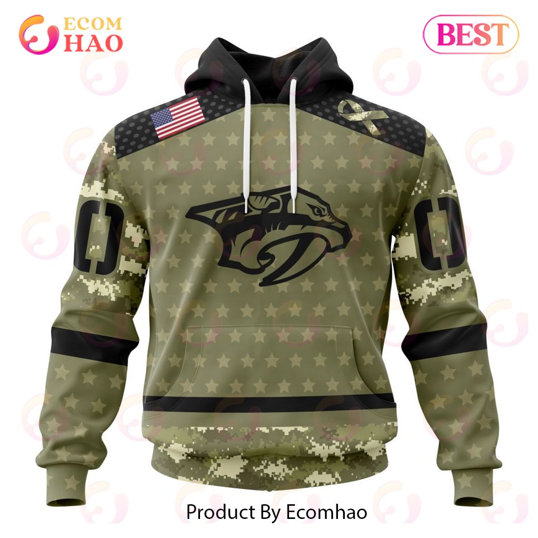 NHL Nashville Predators Special Camo Military Appreciation 3D Hoodie