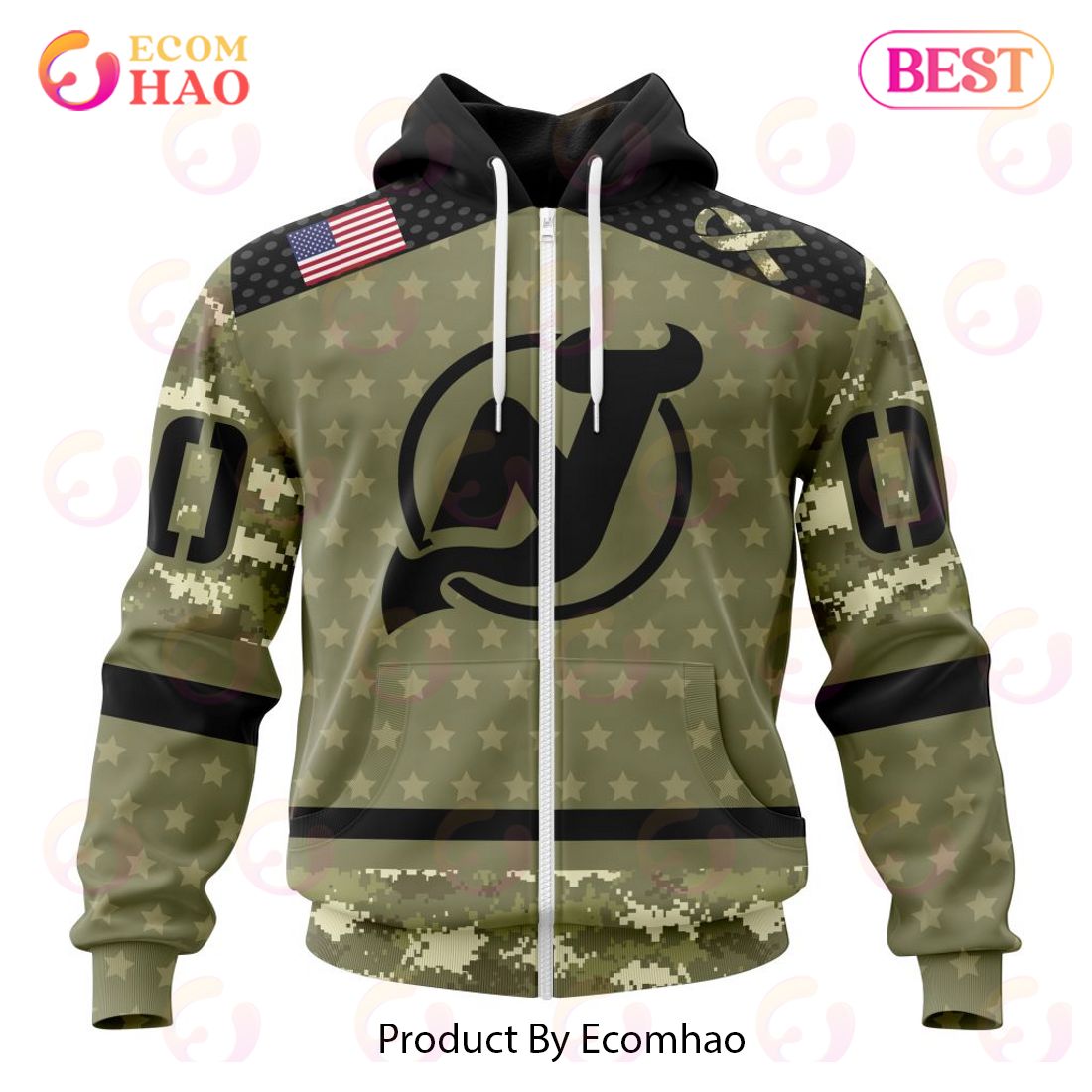 NHL New Jersey Devils Special Camo Military Appreciation 3D Hoodie