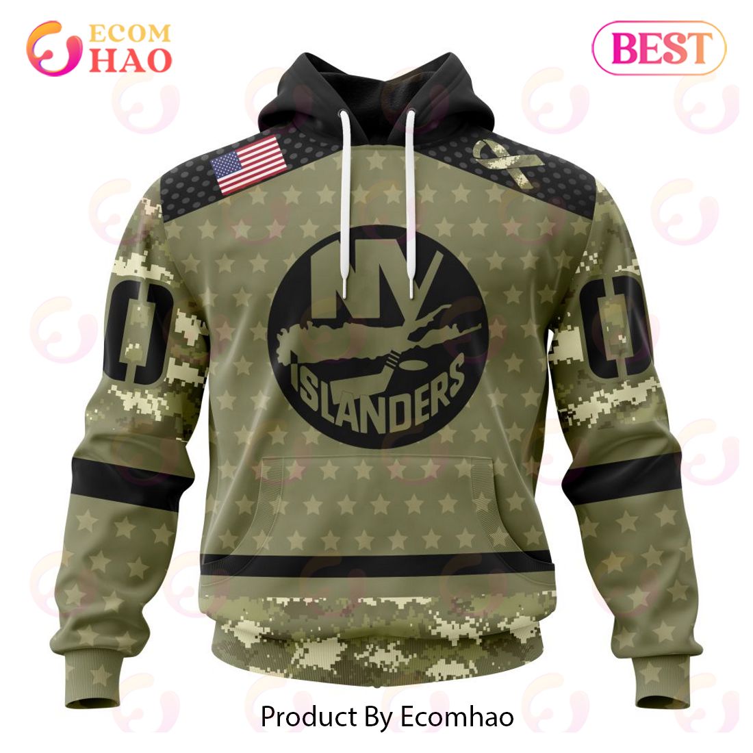 NHL New York Islanders Special Camo Military Appreciation 3D Hoodie