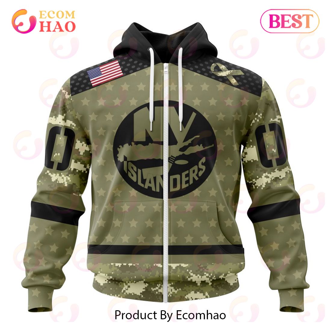 NHL New York Islanders Special Camo Military Appreciation 3D Hoodie