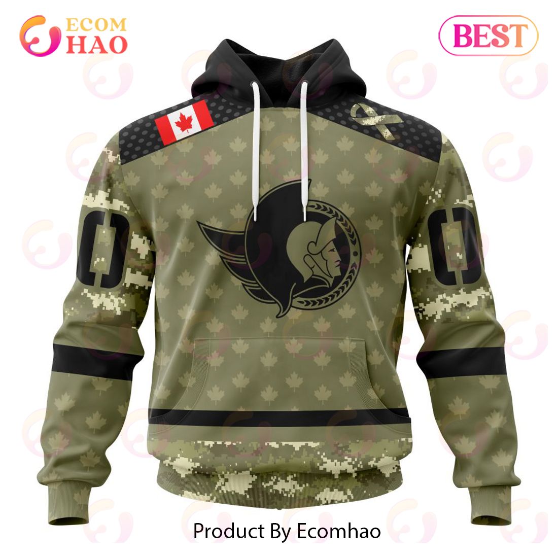 NHL Ottawa Senators Special Camo Military Appreciation 3D Hoodie