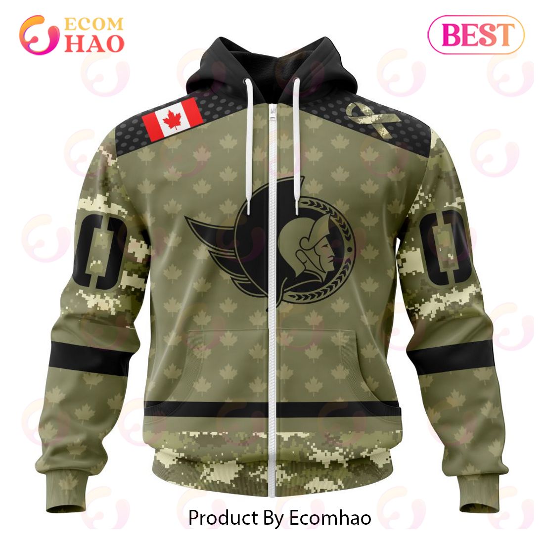 NHL Ottawa Senators Special Camo Military Appreciation 3D Hoodie