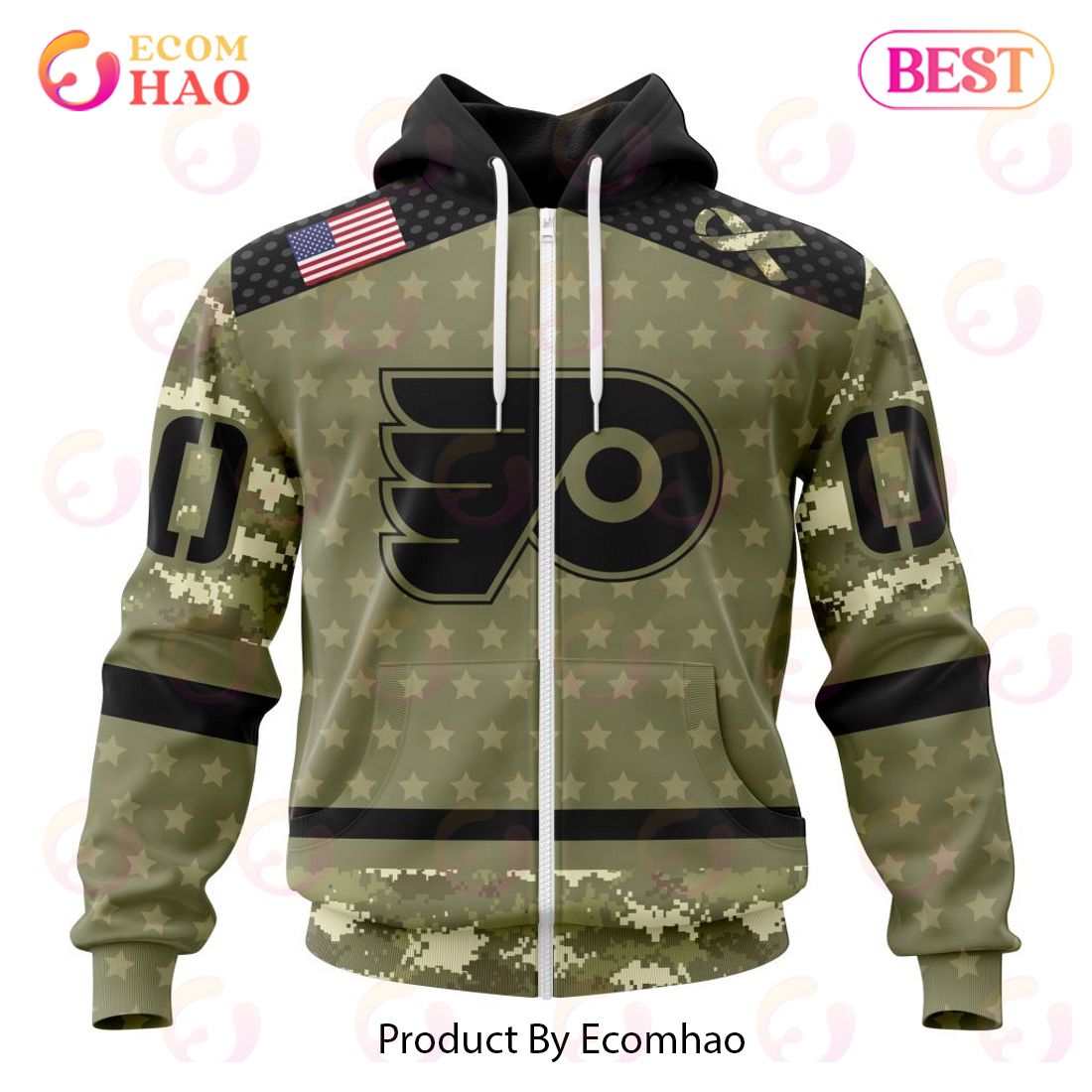 NHL Philadelphia Flyers Special Camo Military Appreciation 3D Hoodie