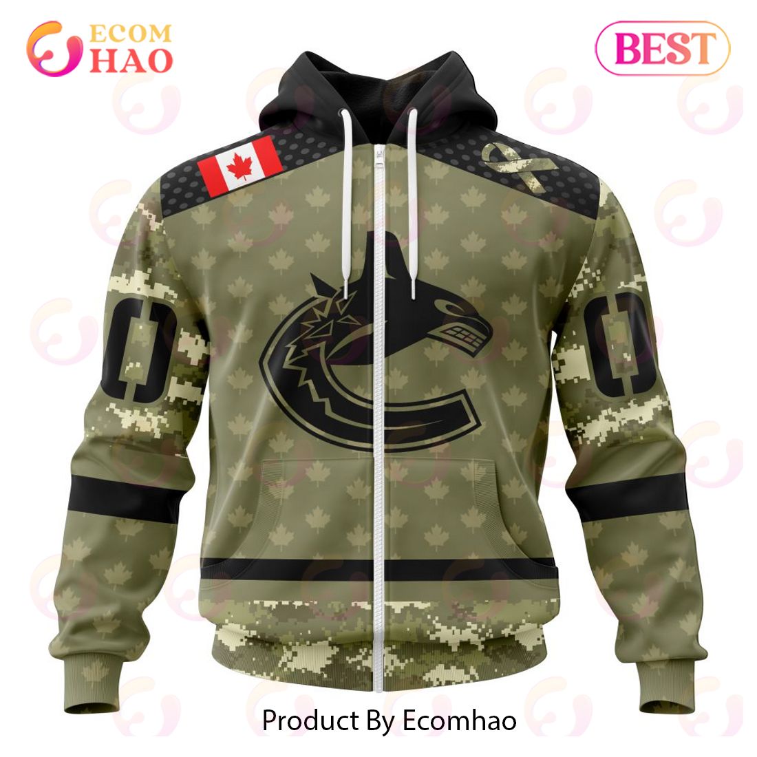 NHL Vancouver Canucks Special Camo Military Appreciation 3D Hoodie