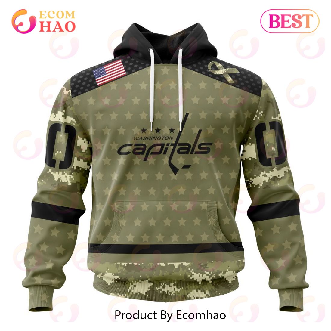 NHL Washington Capitals Special Camo Military Appreciation 3D Hoodie