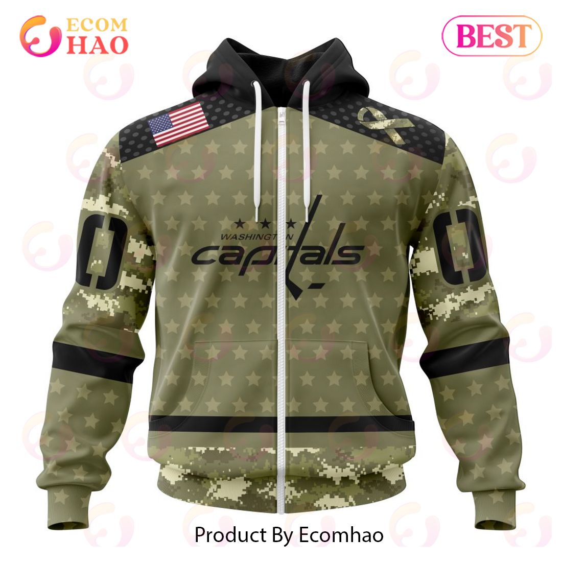 NHL Washington Capitals Special Camo Military Appreciation 3D Hoodie