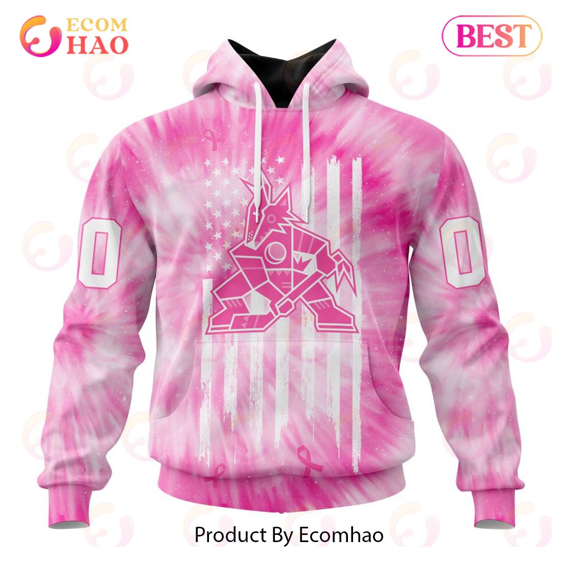 NHL Arizona Coyotes Special Pink Tie-Dye Breast Cancer 3D Hoodie