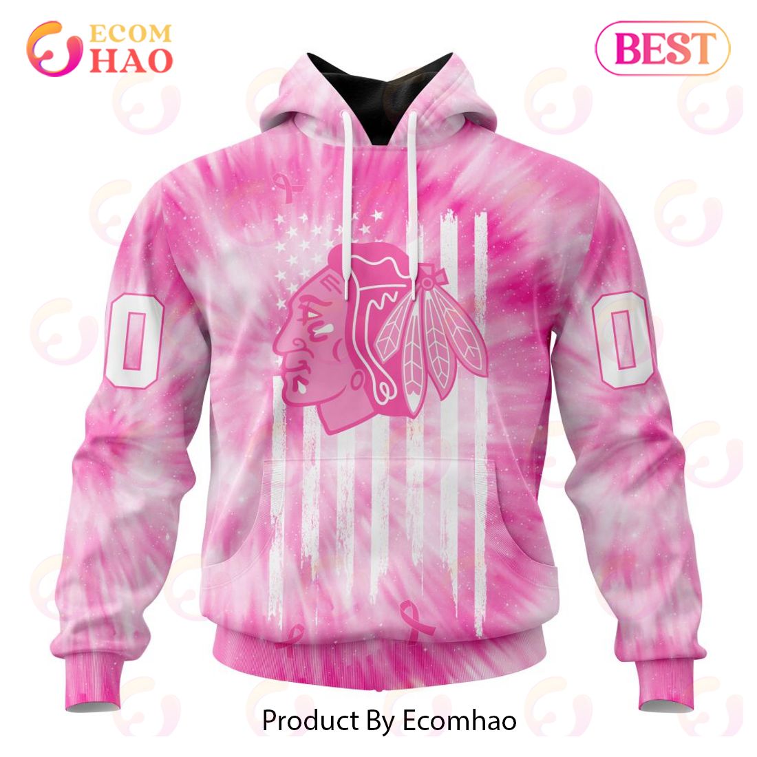 NHL Chicago Blackhawks Special Pink Tie-Dye Breast Cancer 3D Hoodie