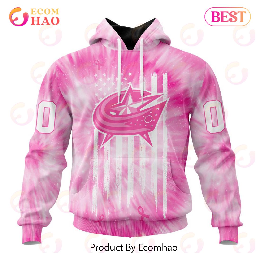 NHL Columbus Blue Jackets Special Pink Tie-Dye Breast Cancer 3D Hoodie