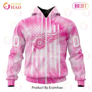 NHL Detroit Red Wings Special Pink Tie-Dye Breast Cancer 3D Hoodie