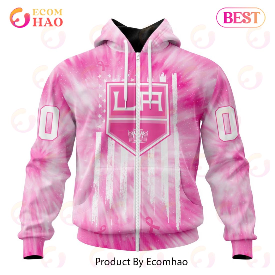 NHL Los Angeles Kings Special Pink Tie-Dye Breast Cancer 3D Hoodie